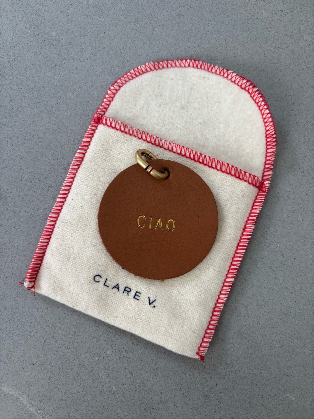 Clare V. Gold-Foil Stamped Leather Disc - CIAO